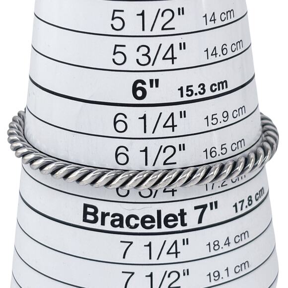 Southwest Twisted Wire Cuff Bracelet | Vintage Sterling Silver 925 | 6.5" - Picture 8 of 10